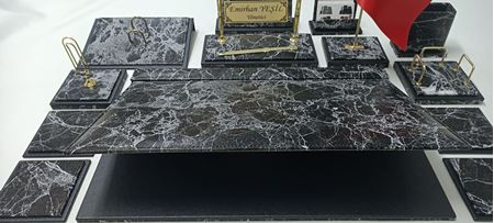 SİYAH MERMER DESENLİ LÜKS SÜMEN VE MAKAM TAKIMI