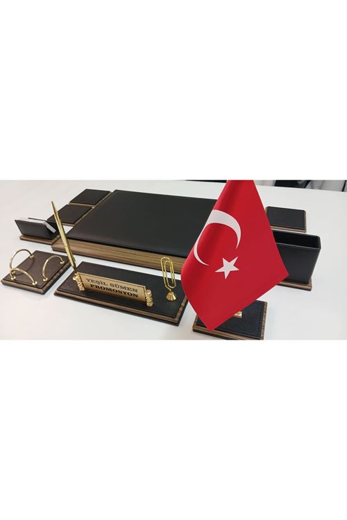SİYAH VE AHŞAP DESENLİ KİŞİYE ÖZEL İSİMLİKLİ LÜKS TASARIM SÜMEN VE MAKAM TAKIMI