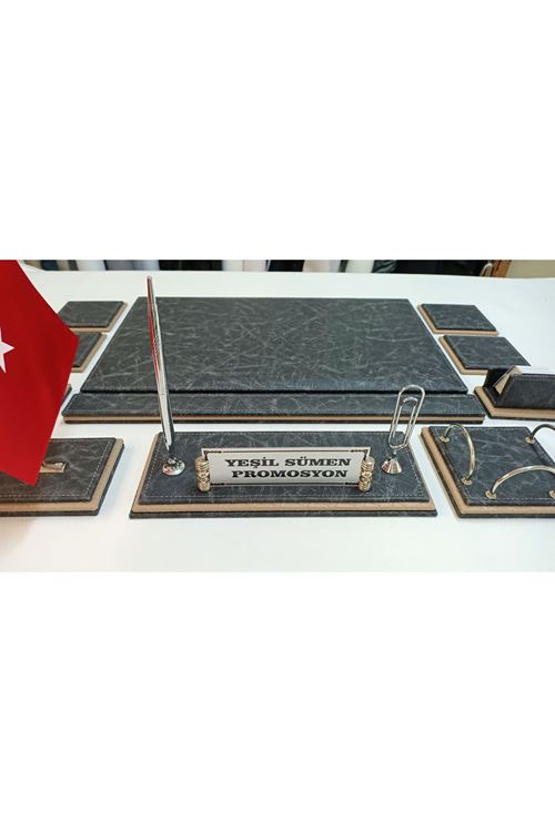 ANTRASİT VE VİZON KİŞİYE ÖZEL İSİMLİKLİ LÜKS TASARIM SÜMEN VE MAKAM TAKIMI