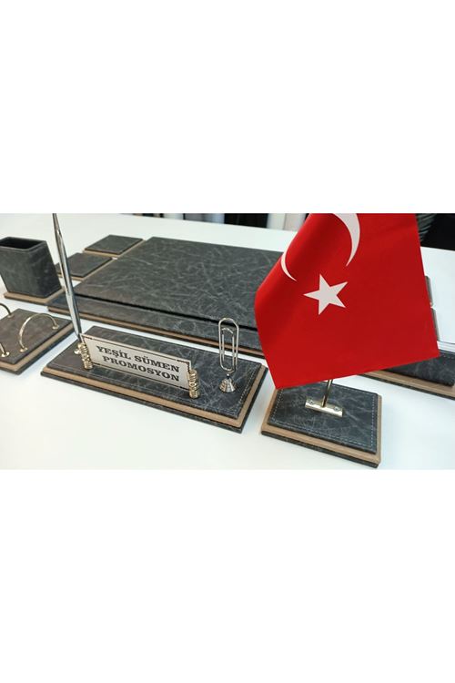 ANTRASİT VE VİZON KİŞİYE ÖZEL İSİMLİKLİ LÜKS TASARIM SÜMEN VE MAKAM TAKIMI