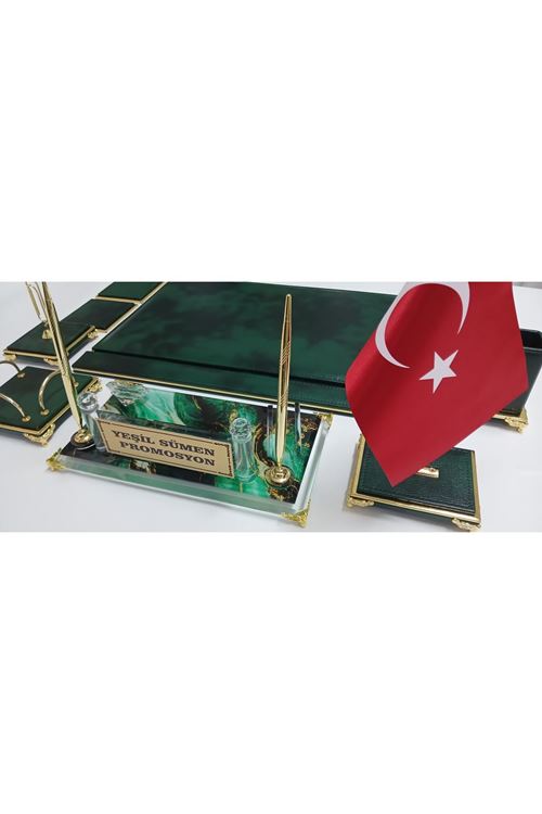 SULTAN YEŞİL VE GOLD KRİSTAL KİŞİYE ÖZEL İSİMLİKLİ LÜKS TASARIM SÜMEN VE MAKAM TAKIMI