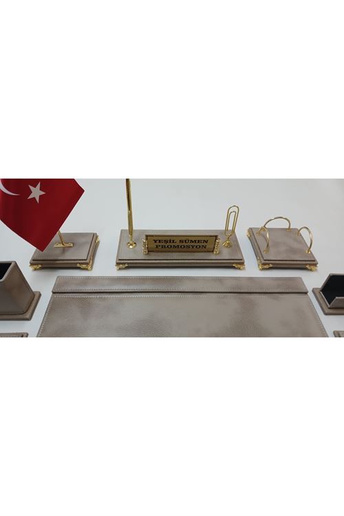 KOYU KREM 2 FARKLI DERİ VE KİŞİYE ÖZEL İSİMLİKLİ PREMİUM LÜKS SÜMEN VE MAKAM TAKIM