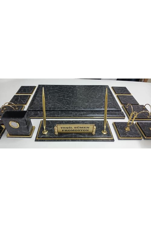 ZÜMRÜT SİYAH VE GOLD KİŞİYE ÖZEL İSİMLİKLİ LÜKS TASARIM SÜMEN VE MAKAM TAKIMI