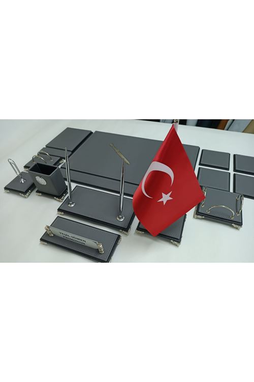 GRİ VE SİYAH KİŞİYE ÖZEL İSİMLİKLİ KROM AYAKLI SÜMEN VE MAKAM TAKIMI