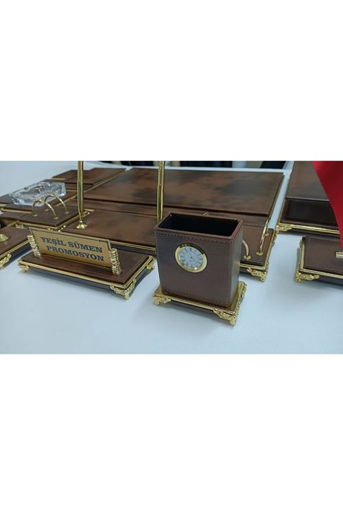 PAYİTAHT KAHVE VE GOLD DERİDEN OLUŞAN ULTRA LÜKS TASARIM SÜMEN VE MAKAM TAKIMI