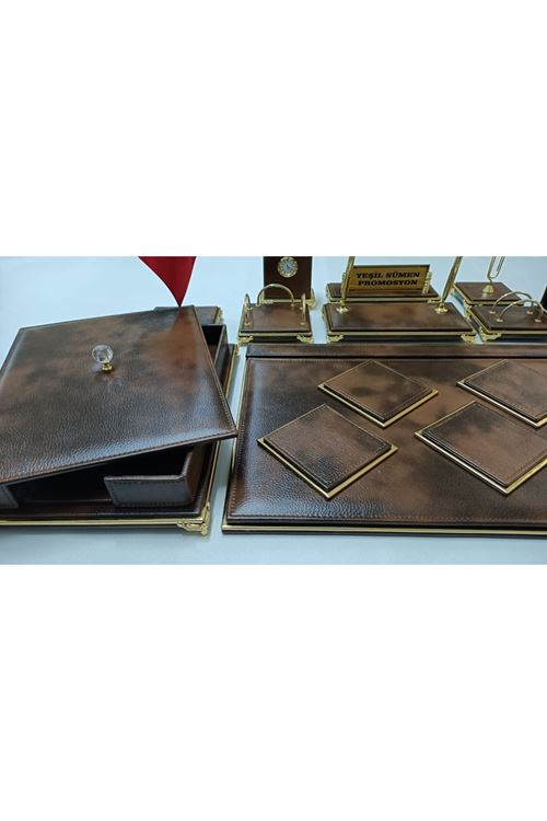 PAYİTAHT KAHVE VE GOLD DERİDEN OLUŞAN ULTRA LÜKS TASARIM SÜMEN VE MAKAM TAKIMI
