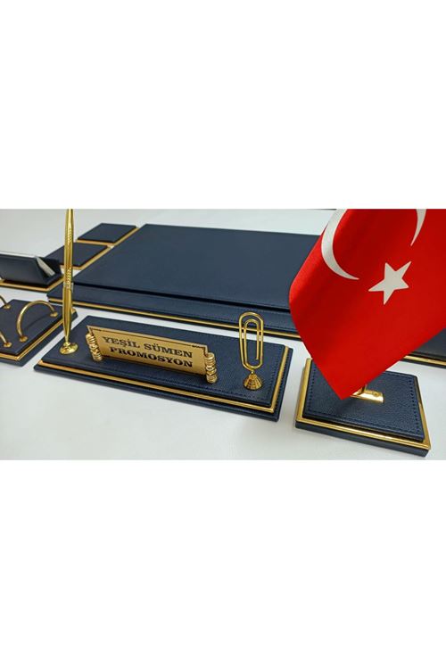LACİVERT VE GOLD 3 KADEMELİ KİŞİYE ÖZEL İSİMLİKLİ LÜKS TASARIM SÜMEN VE MAKAM TAKIMI