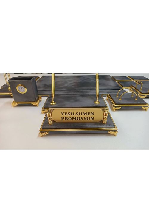 BULUT GRİ GOLD AYAKLI KİŞİYE ÖZEL İSİMLİKLİ SÜMEN VE MAKAM TAKIMI