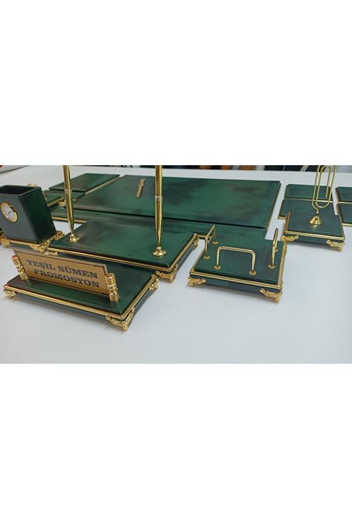 BULUT YEŞİL VE GOLD KİŞİYE ÖZEL İSİMLİKLİ GOLD AYAKLI LÜX TASARIM SÜMEN VE MAKAM TAKIMI