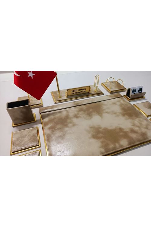 Bulut Krem Ve Gold Kişiye Özel Isimlikli Lüx Sümen Ve Makam Takımı