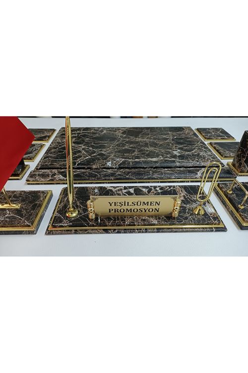 Mermer Kahve Ve Gold Lüx Tasarım Sümen Ve Makam Takımı