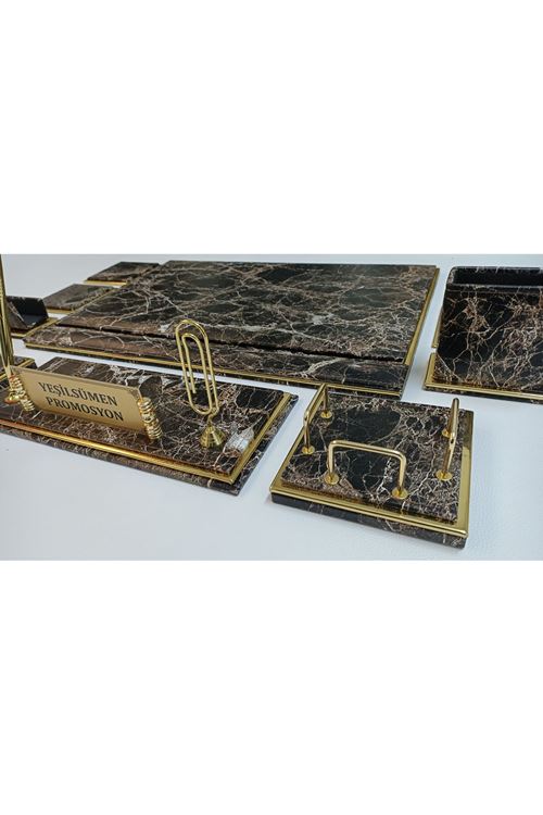 Mermer Kahve Ve Gold Lüx Tasarım Sümen Ve Makam Takımı