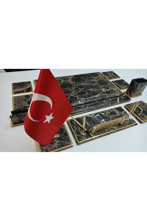 Mermer Kahve Ve Gold Lüx Tasarım Sümen Ve Makam Takımı