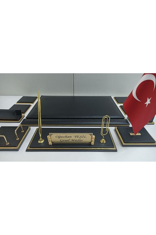 Gold Ve Siyah Isimlikli Lüx Tasarım Sümen Ve Makam Takımı