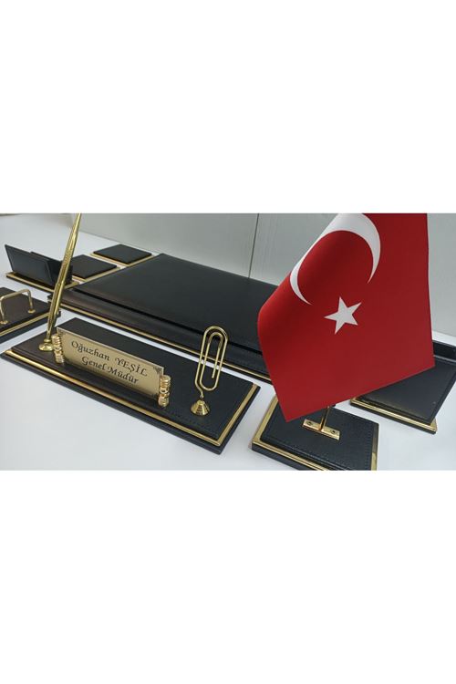 Gold Ve Siyah Isimlikli Lüx Tasarım Sümen Ve Makam Takımı