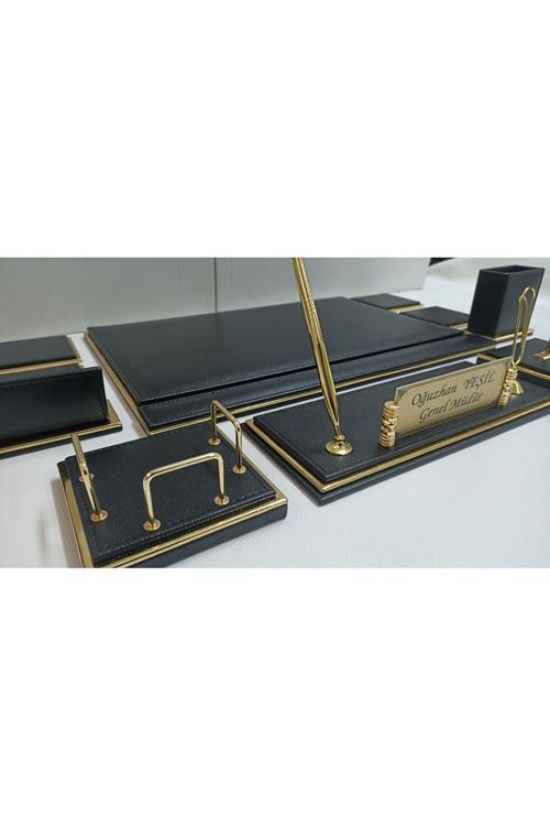 Gold Ve Siyah Isimlikli Lüx Tasarım Sümen Ve Makam Takımı