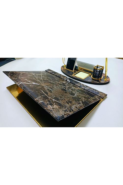 KAHVE MERMER VE GOLD KİŞİYE ÖZEL İSİMLİK SETİ