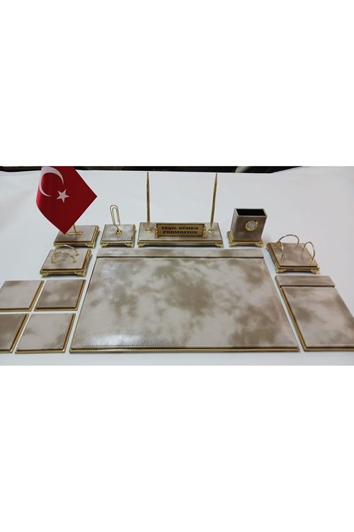 BULUT KREM VE GOLD KİŞİYE ÖZEL İSİMLİKLİ LÜKS TASARIM SÜMEN VE MAKAM TAKIMI