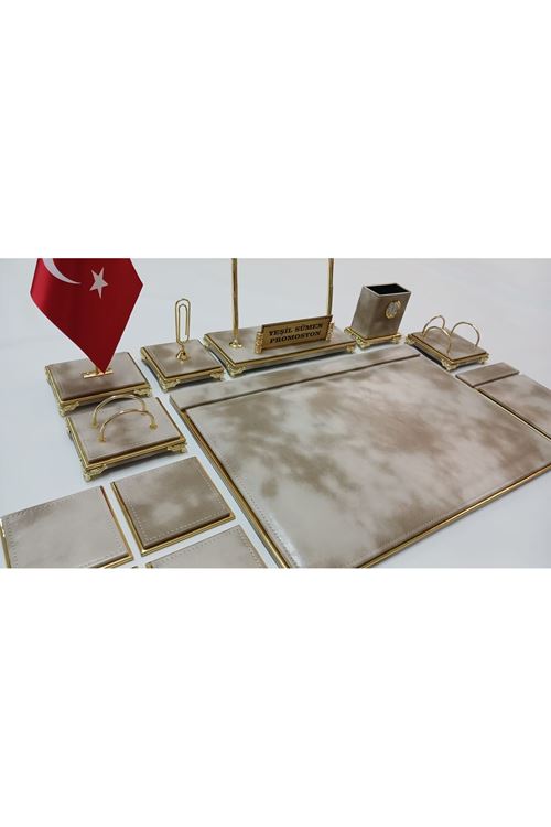 BULUT KREM VE GOLD KİŞİYE ÖZEL İSİMLİKLİ LÜKS TASARIM SÜMEN VE MAKAM TAKIMI