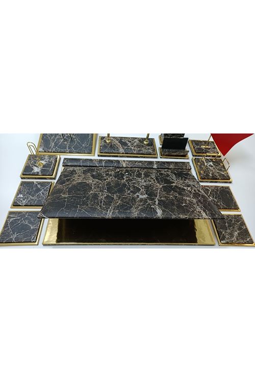 Kahve Mermer Ve Gold Lüx Sümen Takımı