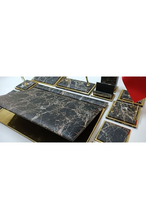 Kahve Mermer Ve Gold Lüx Sümen Takımı