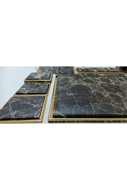 Kahve Mermer Ve Gold Lüx Sümen Takımı