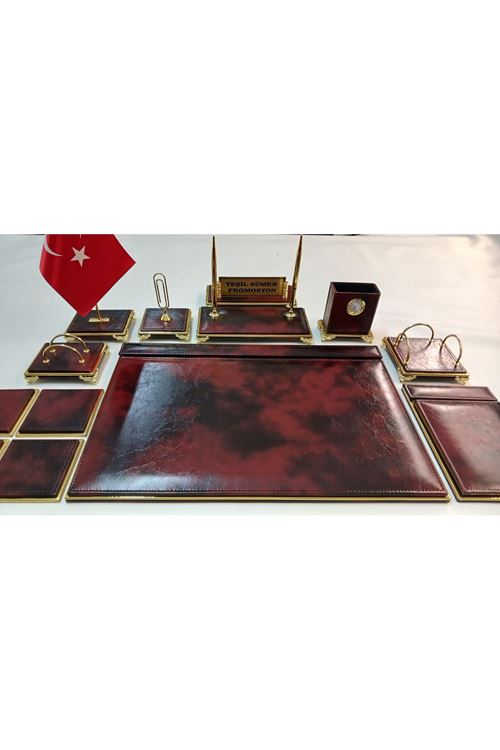 BULUT BORDO VE GOLD DERİDEN OLUŞAN AYAKLI KİŞİYE ÖZEL İSİMLİKLİ SÜMEN VE MAKAM TAKIMI