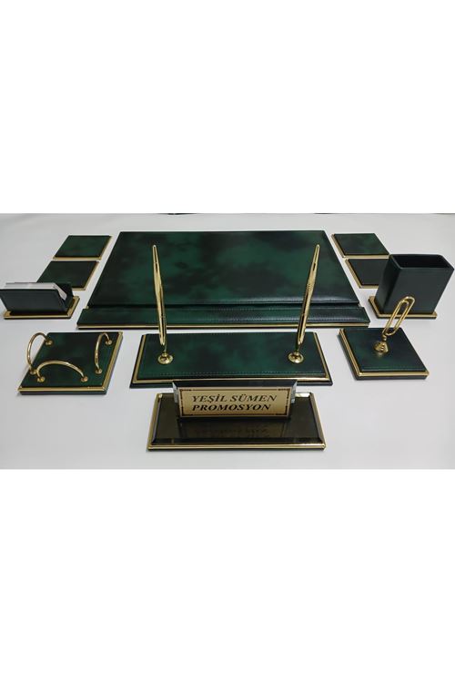 KRİSTAL İSİMLİKLİ BULUT YEŞİL VE GOLD SÜMEN VE MAKAM TAKIMI