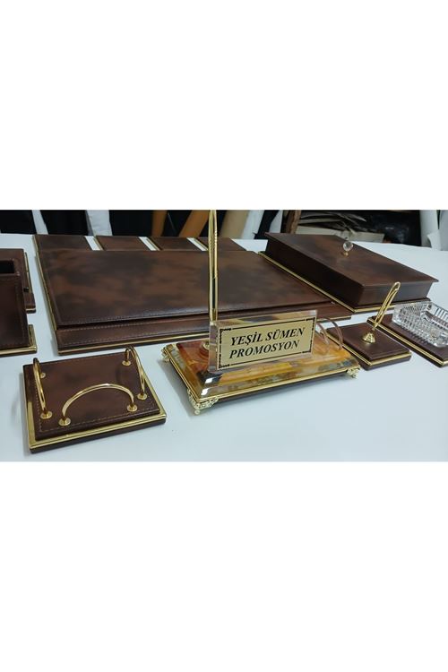 SULTAN KRİSTAL İSİMLİKLİ BULUT KAHVE  VE GOLD DERİDEN OLUŞAN PREMİUM SÜMEN VE MAKAM TAKIMI