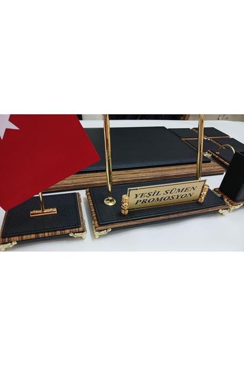 AHŞAP VE SİYAH DERİDEN OLUŞAN AYAKLI PREMİUM SÜMEN VE MAKAM TAKIMI