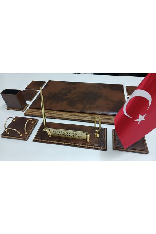 BULUT KAHVE VE AHŞAP DERİDEN OLUŞAN PREMİUM SÜMEN VE MAKAM TAKIMI