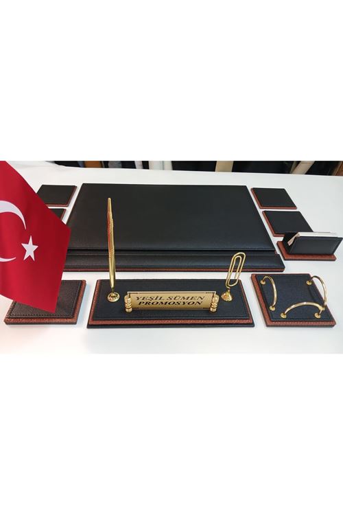 SİYAH VE HASIRLI TABA DERİDEN OLUŞAN PREMİUM SÜMEN VE MAKAM TAKIMI