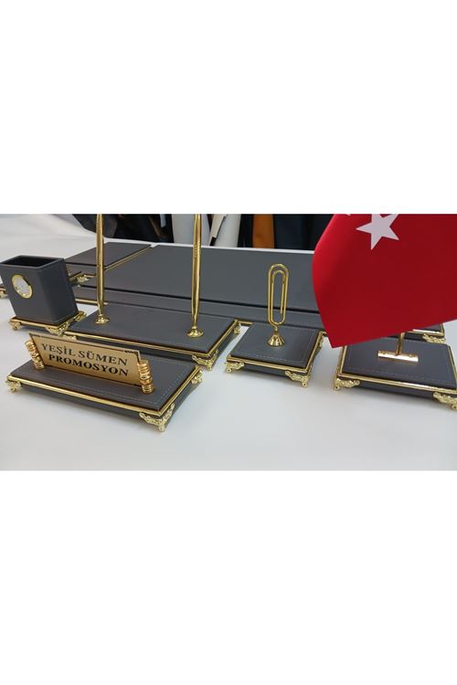 ANTRASİT VE GOLD KİŞİYE ÖZEL İSİMLİKLİ GOLD AYAKLI LÜX TASARIM SÜMEN VE MAKAM TAKIMI