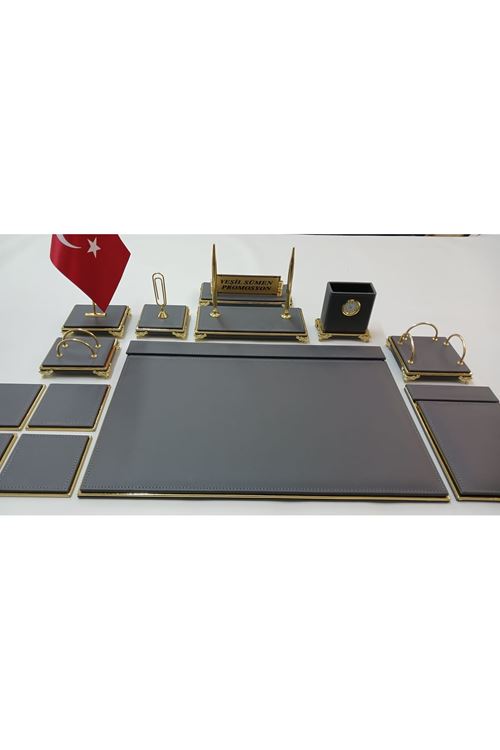 ANTRASİT VE GOLD KİŞİYE ÖZEL İSİMLİKLİ GOLD AYAKLI LÜX TASARIM SÜMEN VE MAKAM TAKIMI