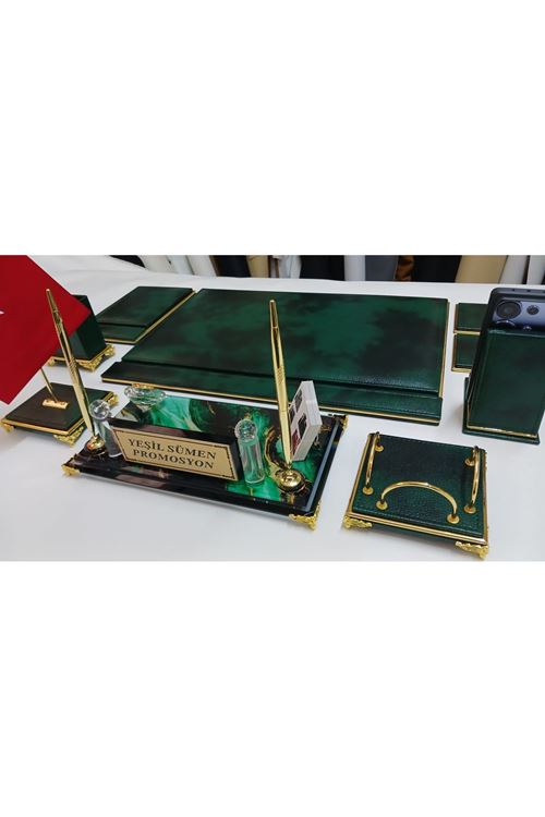HÜRREM YEŞİL GOLD KRİSTAL CAM İSİMLİKLİ LÜKS TASARIM SÜMEN VE MAKAM TAKIMI