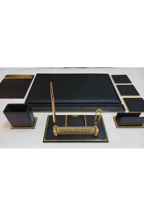 ARVEN SİYAH VE GOLD DERİDEN OLUŞAN LÜKS SÜMEN VE MAKAM TAKIMI