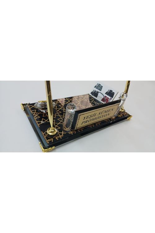 SULTAN SİYAH GOLD İŞLEMELİ KRİSTAL KİŞİYE ÖZEL İSİMLİK SETİ