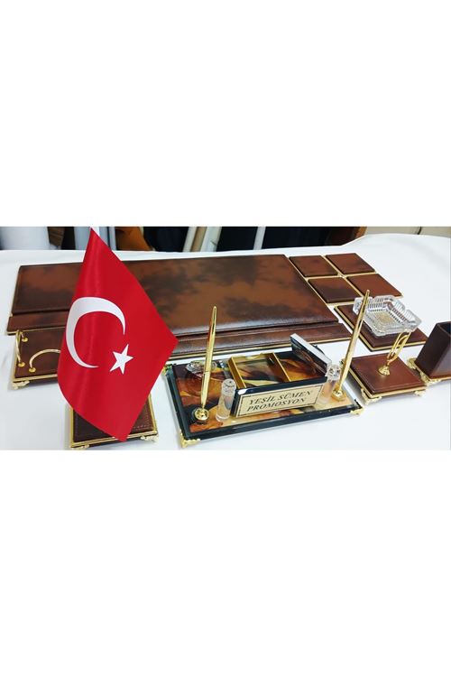 HÜNKAR BULUT KAHVE VE GOLD KRİSTAL CAM İSİMLİKLİ LÜKS TASARIM SÜMEN VE MAKAM TAKIMI