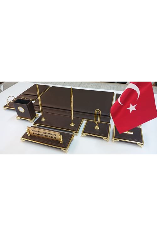 KOYU KAHVE VE GOLD KİŞİYE ÖZEL İSİMLİKLİ GOLD AYAKLI LÜKS TASARIM SÜMEN VE MAKAM TAKIMI