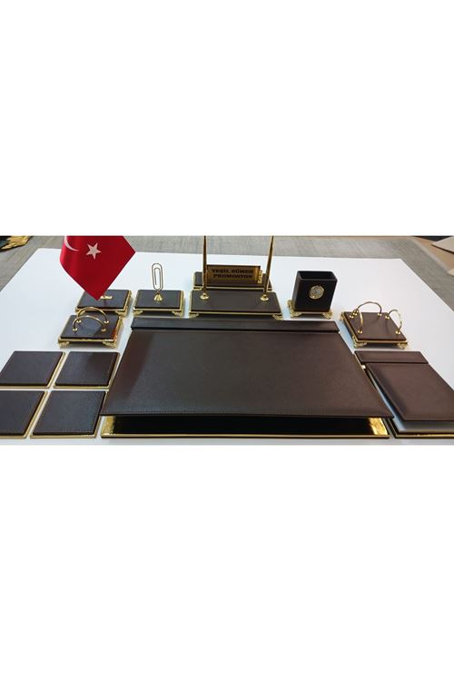 KOYU KAHVE VE GOLD KİŞİYE ÖZEL İSİMLİKLİ GOLD AYAKLI LÜKS TASARIM SÜMEN VE MAKAM TAKIMI