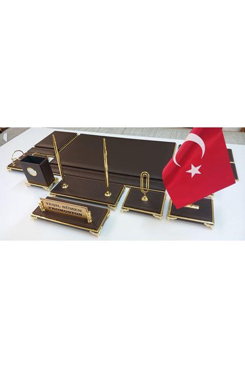 KOYU KAHVE VE GOLD KİŞİYE ÖZEL İSİMLİKLİ GOLD AYAKLI LÜKS TASARIM SÜMEN VE MAKAM TAKIMI