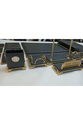 PAYİTAHT SİYAH VE GOLD KİŞİYE ÖZEL İSİMLİKLİ LÜKS TASARIM SÜMEN VE MAKAM TAKIMI