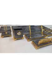 BULUT GRİ GOLD AYAKLI KİŞİYE ÖZEL İSİMLİKLİ SÜMEN VE MAKAM TAKIMI