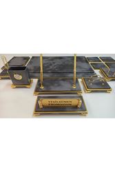 BULUT GRİ GOLD AYAKLI KİŞİYE ÖZEL İSİMLİKLİ SÜMEN VE MAKAM TAKIMI