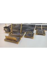 BULUT GRİ GOLD AYAKLI KİŞİYE ÖZEL İSİMLİKLİ SÜMEN VE MAKAM TAKIMI