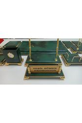 BULUT YEŞİL VE GOLD KİŞİYE ÖZEL İSİMLİKLİ GOLD AYAKLI LÜX TASARIM SÜMEN VE MAKAM TAKIMI