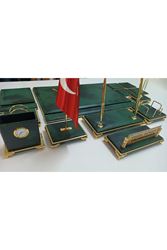 BULUT YEŞİL VE GOLD KİŞİYE ÖZEL İSİMLİKLİ GOLD AYAKLI LÜX TASARIM SÜMEN VE MAKAM TAKIMI