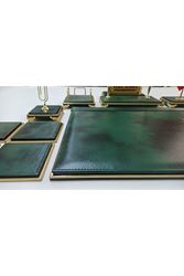 BULUT YEŞİL VE GOLD KİŞİYE ÖZEL İSİMLİKLİ GOLD AYAKLI LÜX TASARIM SÜMEN VE MAKAM TAKIMI