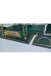 BULUT YEŞİL VE GOLD KİŞİYE ÖZEL İSİMLİKLİ LÜX TASARIM SÜMEN VE MAKAM TAKIMI