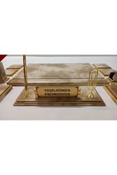 Bulut Krem Ve Gold Kişiye Özel Isimlikli Lüx Sümen Ve Makam Takımı